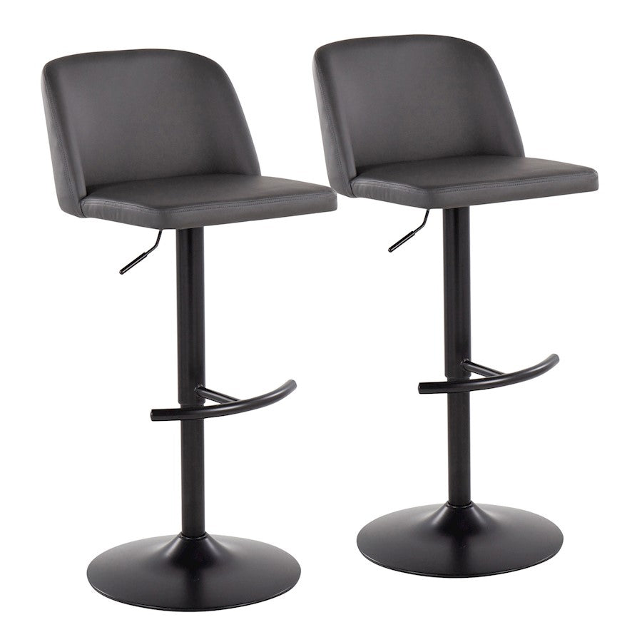 LumiSource Toriano Bar Stool Set of 2 | Black and Grey | Kitchen Counter & Bar Seating | Model BS-TORIANOPU-RT2BKGY2