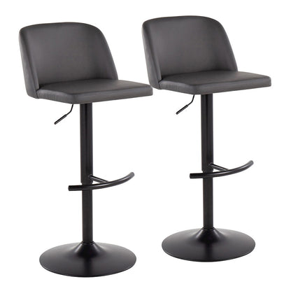 LumiSource Toriano Bar Stool Set of 2 | Black and Grey | Kitchen Counter & Bar Seating | Model BS-TORIANOPU-RT2BKGY2