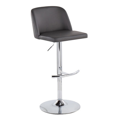 LumiSource Toriano Adjustable Bar Stool Set of 2 | Chrome and Grey PU Leather | Kitchen Island & Home Bar Seating | Model BS-TORIANOPU-RT2CHRMGY2