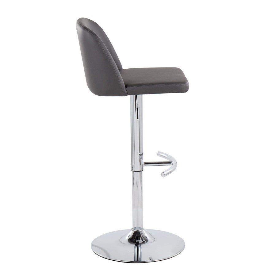 LumiSource Toriano Adjustable Bar Stool Set of 2 | Chrome and Grey PU Leather | Kitchen Island & Home Bar Seating | Model BS-TORIANOPU-RT2CHRMGY2