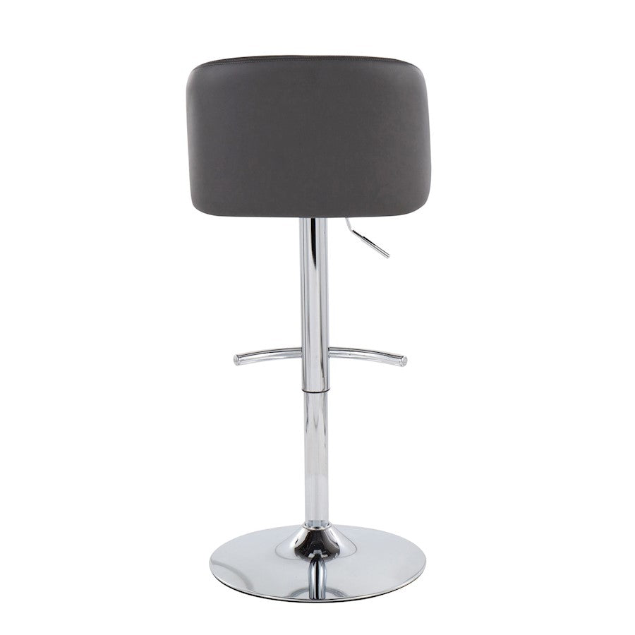 LumiSource Toriano Adjustable Bar Stool Set of 2 | Chrome and Grey PU Leather | Kitchen Island & Home Bar Seating | Model BS-TORIANOPU-RT2CHRMGY2