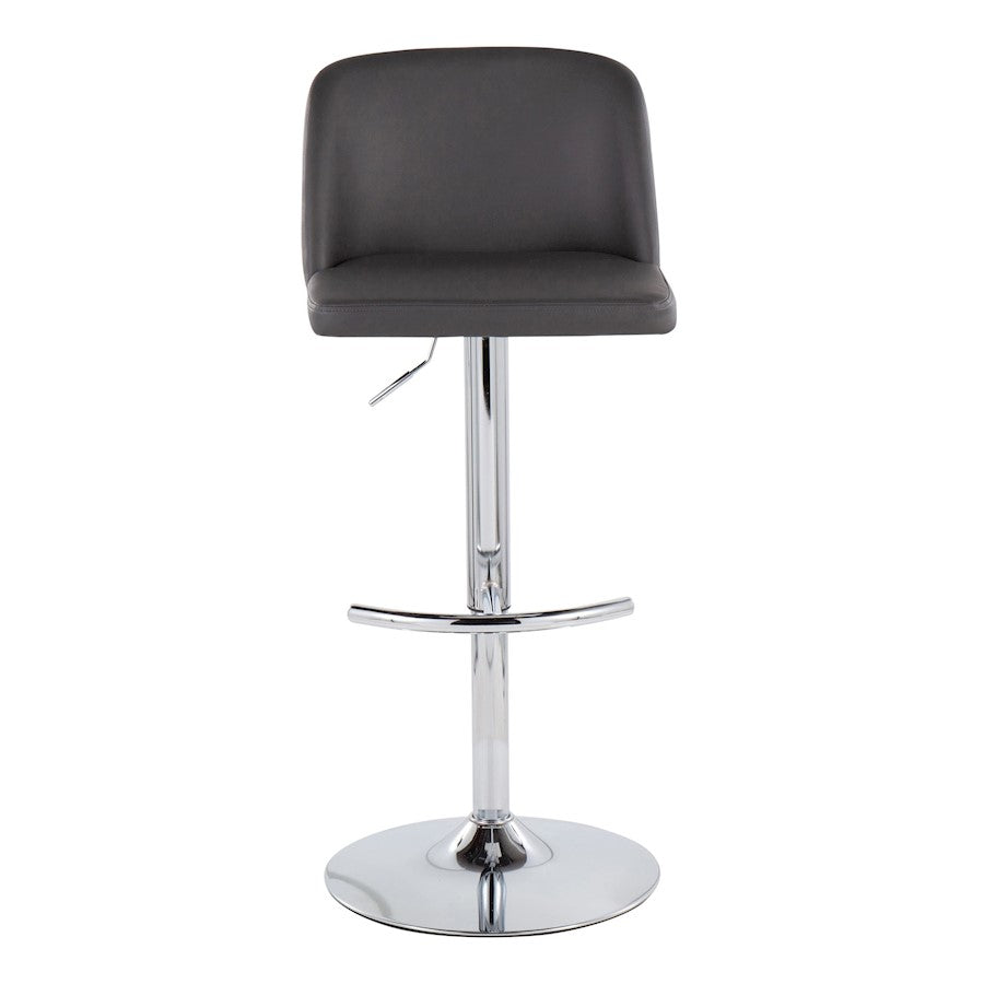 LumiSource Toriano Adjustable Bar Stool Set of 2 | Chrome and Grey PU Leather | Kitchen Island & Home Bar Seating | Model BS-TORIANOPU-RT2CHRMGY2