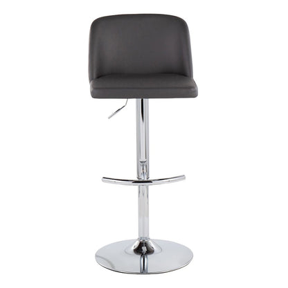 LumiSource Toriano Adjustable Bar Stool Set of 2 | Chrome and Grey PU Leather | Kitchen Island & Home Bar Seating | Model BS-TORIANOPU-RT2CHRMGY2
