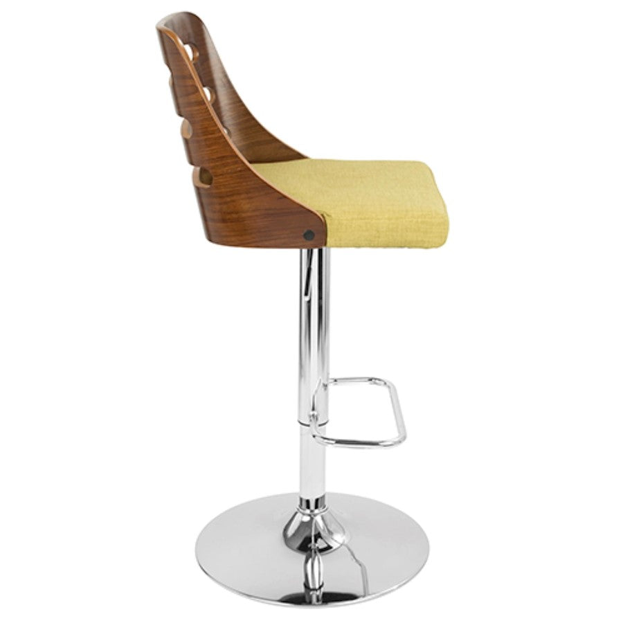 LumiSource Trevi Barstool | Walnut and Green Mid-Century Modern | Kitchen & Bar Seating | 19.25 x 17.5 x 43.5 in H | Model BS-TRVWL-GN