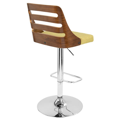 LumiSource Trevi Barstool | Walnut and Green Mid-Century Modern | Kitchen & Bar Seating | 19.25 x 17.5 x 43.5 in H | Model BS-TRVWL-GN