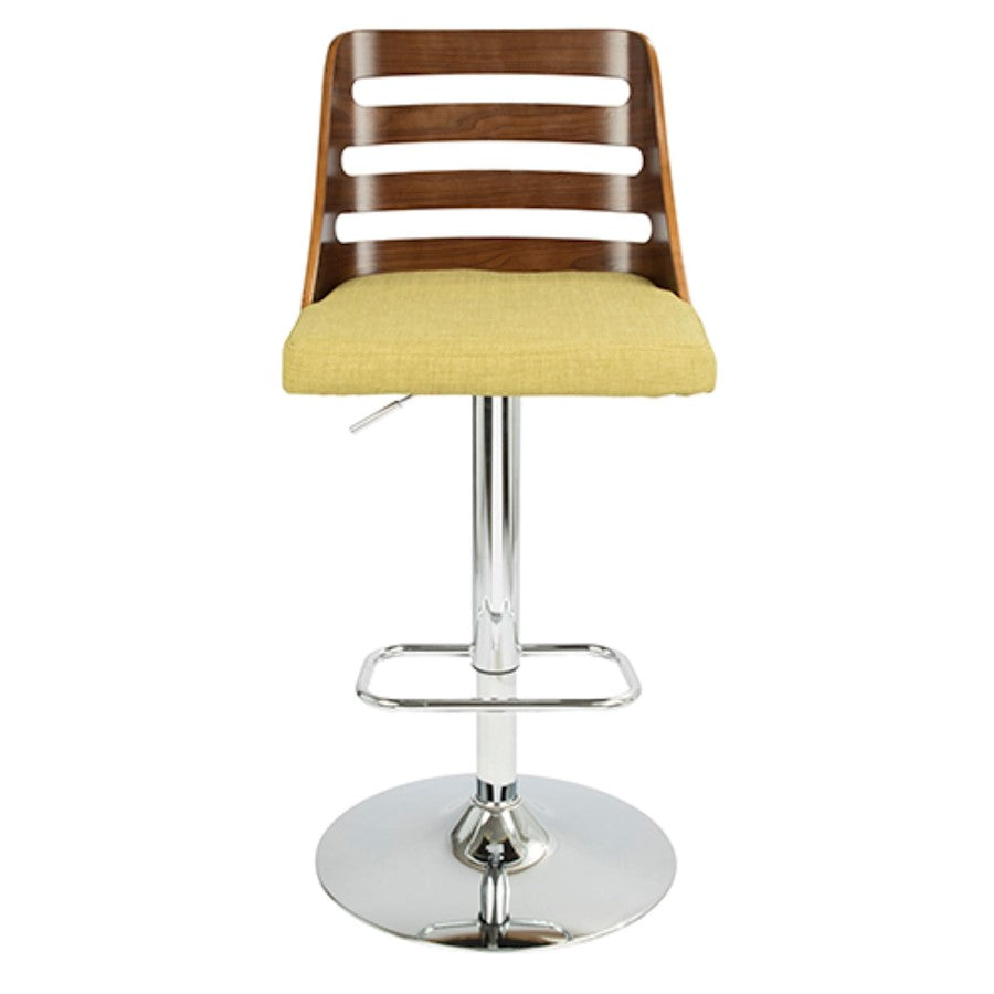 LumiSource Trevi Barstool | Walnut and Green Mid-Century Modern | Kitchen & Bar Seating | 19.25 x 17.5 x 43.5 in H | Model BS-TRVWL-GN
