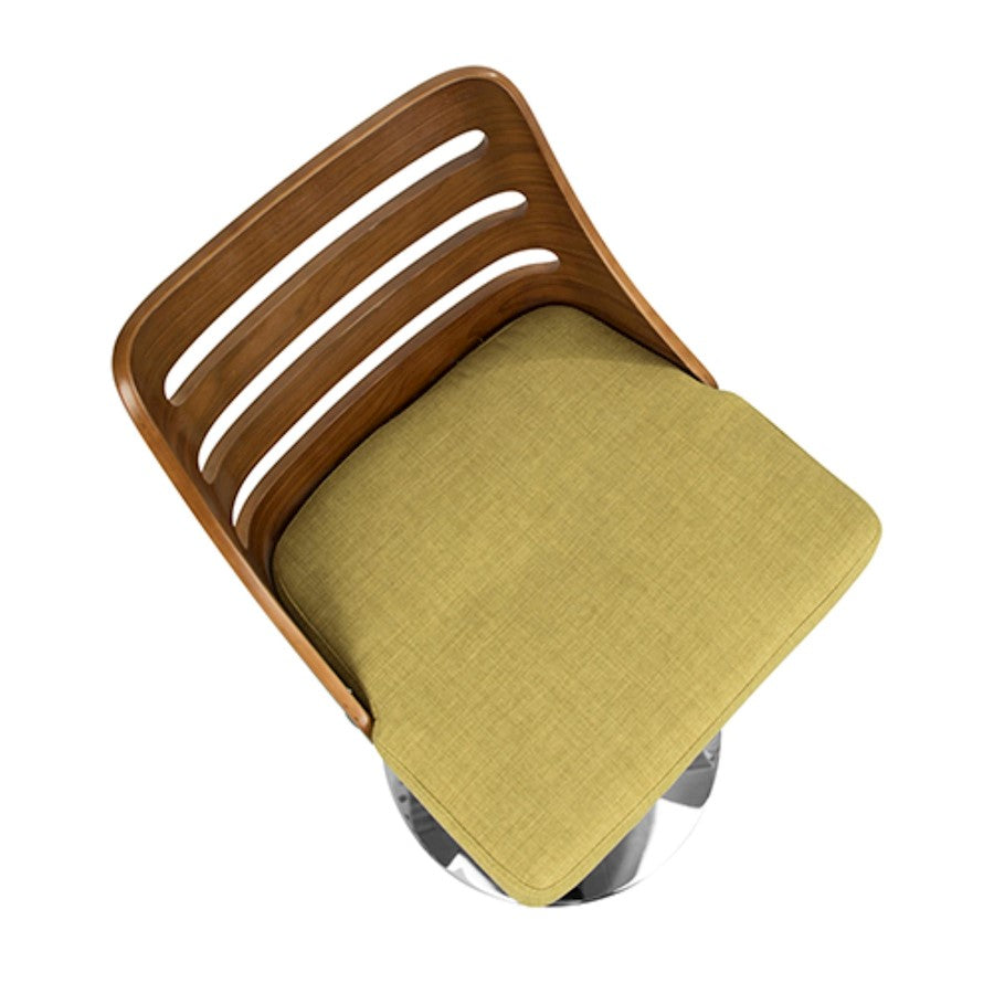 LumiSource Trevi Barstool | Walnut and Green Mid-Century Modern | Kitchen & Bar Seating | 19.25 x 17.5 x 43.5 in H | Model BS-TRVWL-GN