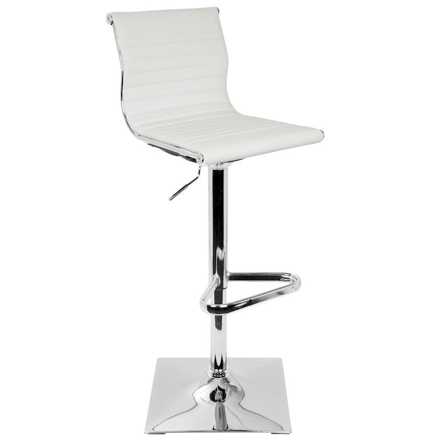 LumiSource Master Barstool | White PU Leather and Chrome | Kitchen, Bar & Break Room Seating | 18 x 15.5 x 46 in H | Model BS-TW-MASTERW