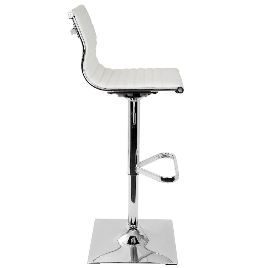 LumiSource Master Barstool | White PU Leather and Chrome | Kitchen, Bar & Break Room Seating | 18 x 15.5 x 46 in H | Model BS-TW-MASTERW