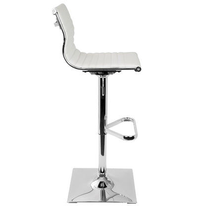 LumiSource Master Barstool | White PU Leather and Chrome | Kitchen, Bar & Break Room Seating | 18 x 15.5 x 46 in H | Model BS-TW-MASTERW