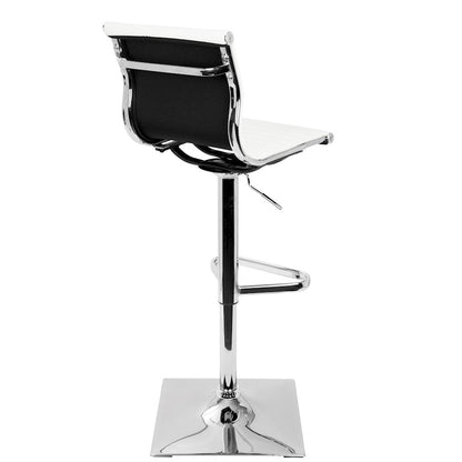LumiSource Master Barstool | White PU Leather and Chrome | Kitchen, Bar & Break Room Seating | 18 x 15.5 x 46 in H | Model BS-TW-MASTERW