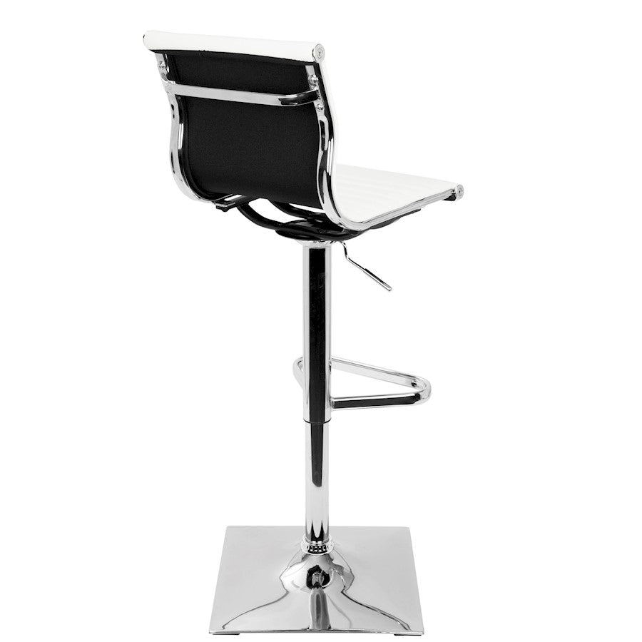 LumiSource Master Barstool | White PU Leather and Chrome | Kitchen, Bar & Break Room Seating | 18 x 15.5 x 46 in H | Model BS-TW-MASTERW