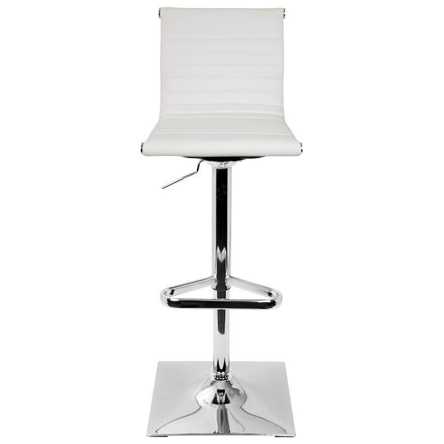 LumiSource Master Barstool | White PU Leather and Chrome | Kitchen, Bar & Break Room Seating | 18 x 15.5 x 46 in H | Model BS-TW-MASTERW