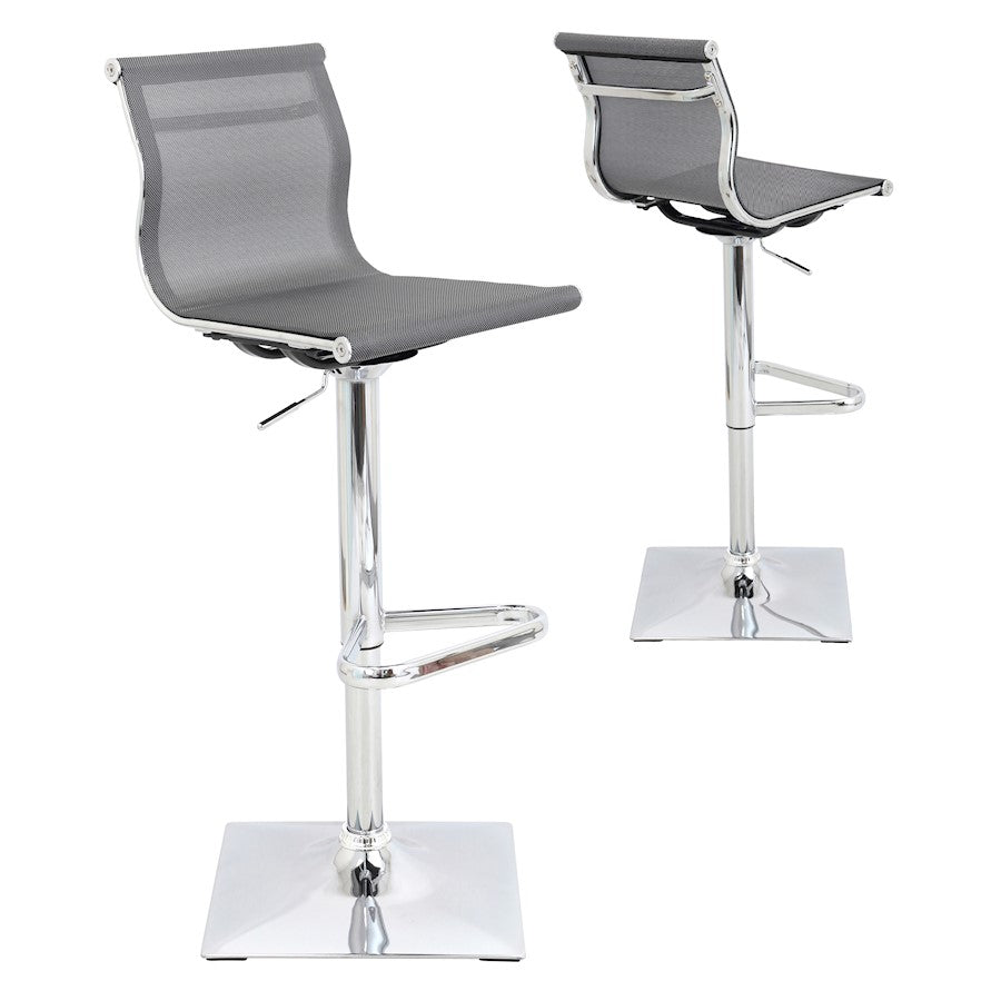 LumiSource Mirage Barstool | Silver Mesh and Chrome | Kitchen, Bar & Break Room Seating | 15.5 x 17 x 47 in H | Model BS-TW-MIRAGESV