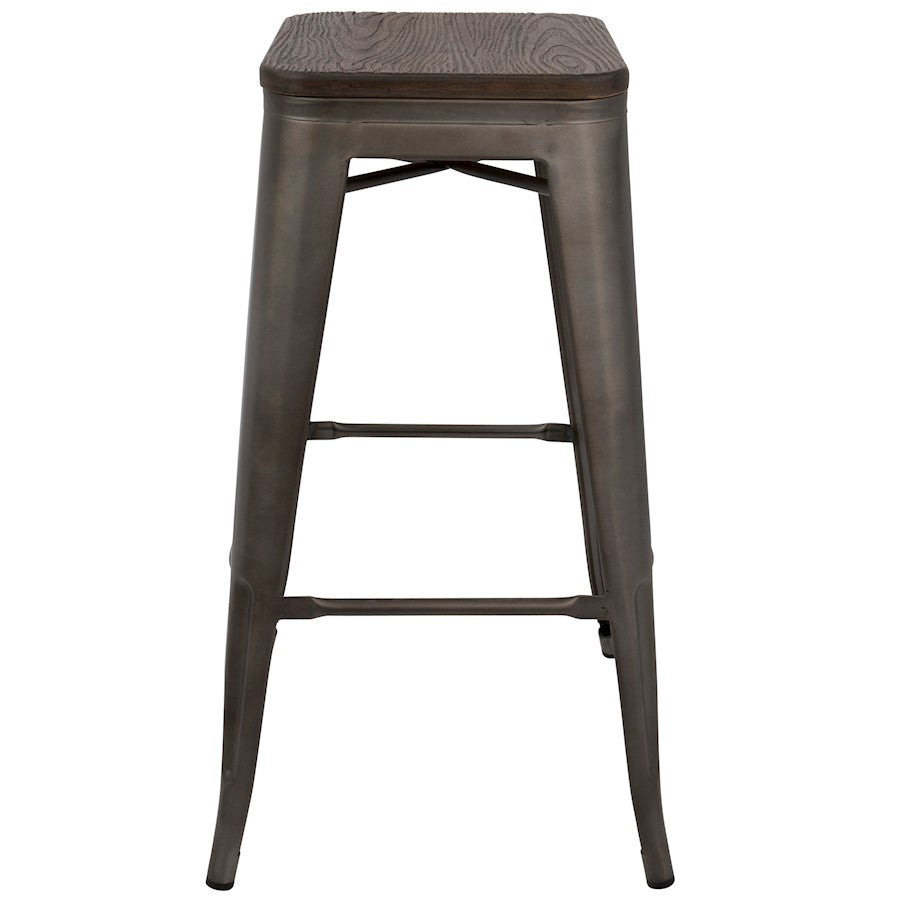 LumiSource Oregon 18in Bar Stool (Set of 2) | Industrial Dark Espresso Wood and Antique Steel | Kitchen Counter & Home Bar | Model BS-TW-ORDK-AN2
