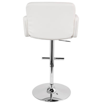 LumiSource Stout 24in Adjustable Bar Stool | Contemporary White PU Leather and Chrome | Kitchen Counter & Home Bar Seating | Model BS-TW-STOUTW