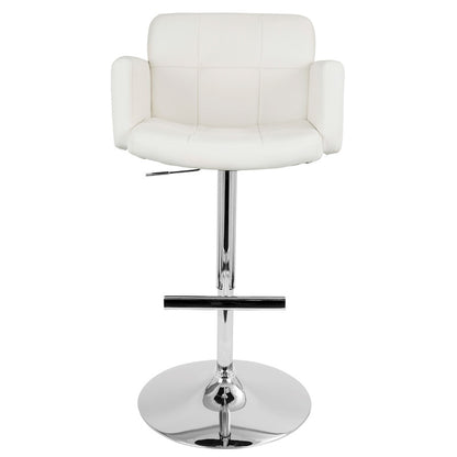 LumiSource Stout 24in Adjustable Bar Stool | Contemporary White PU Leather and Chrome | Kitchen Counter & Home Bar Seating | Model BS-TW-STOUTW