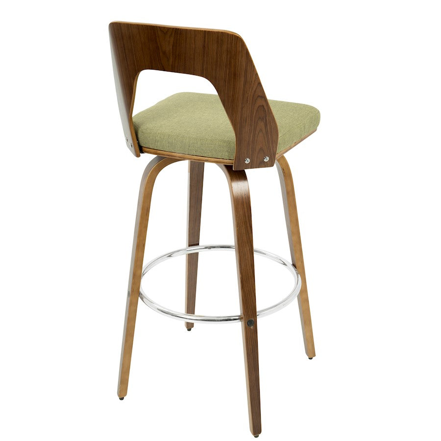 LumiSource Vintage Mod 24in Adjustable Bar Stool | Mid-Century Walnut and Light Grey Fabric with Chrome | Kitchen Counter & Home | Model BS-VMOWL-LGY