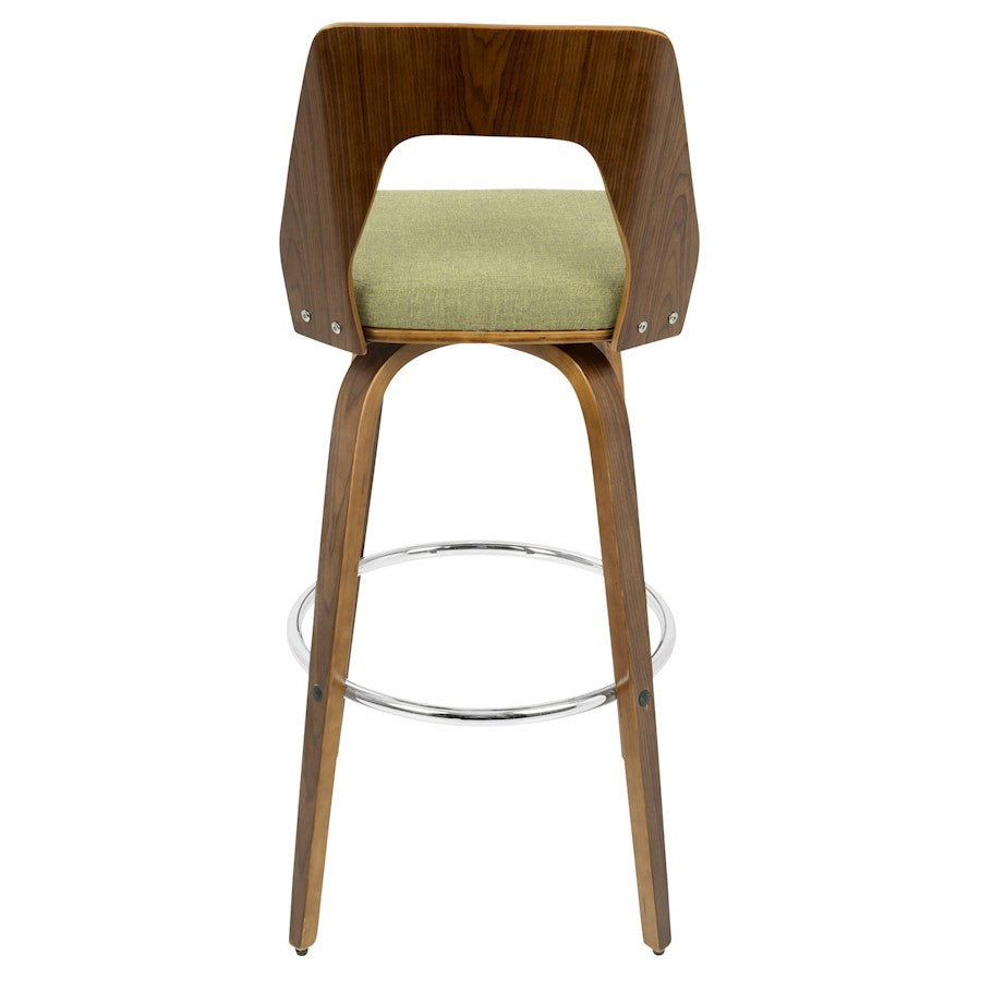 LumiSource Vintage Mod 24in Adjustable Bar Stool | Mid-Century Walnut and Light Grey Fabric with Chrome | Kitchen Counter & Home | Model BS-VMOWL-LGY