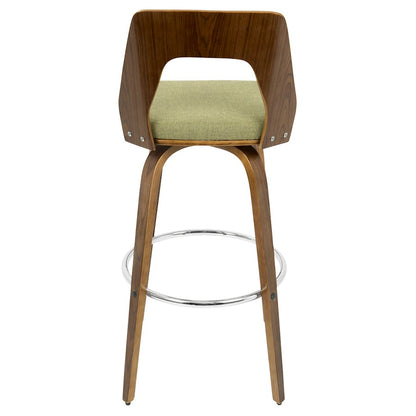 LumiSource Vintage Mod 24in Adjustable Bar Stool | Mid-Century Walnut and Light Grey Fabric with Chrome | Kitchen Counter & Home | Model BS-VMOWL-LGY