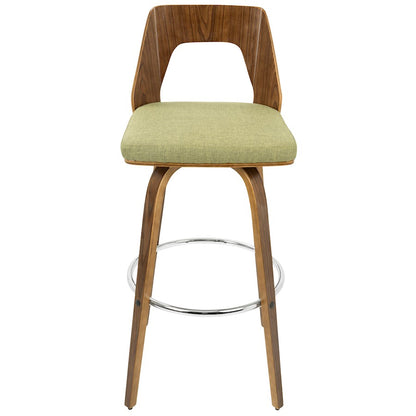 LumiSource Vintage Mod 24in Adjustable Bar Stool | Mid-Century Walnut and Light Grey Fabric with Chrome | Kitchen Counter & Home | Model BS-VMOWL-LGY
