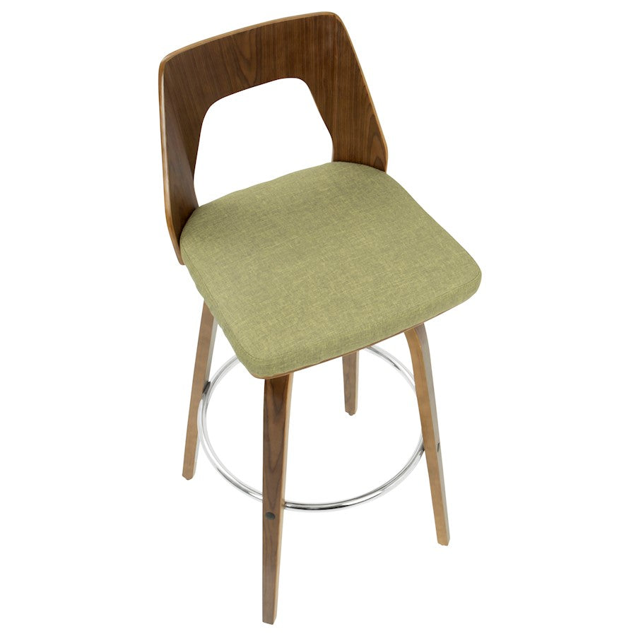 LumiSource Vintage Mod 24in Adjustable Bar Stool | Mid-Century Walnut and Light Grey Fabric with Chrome | Kitchen Counter & Home | Model BS-VMOWL-LGY