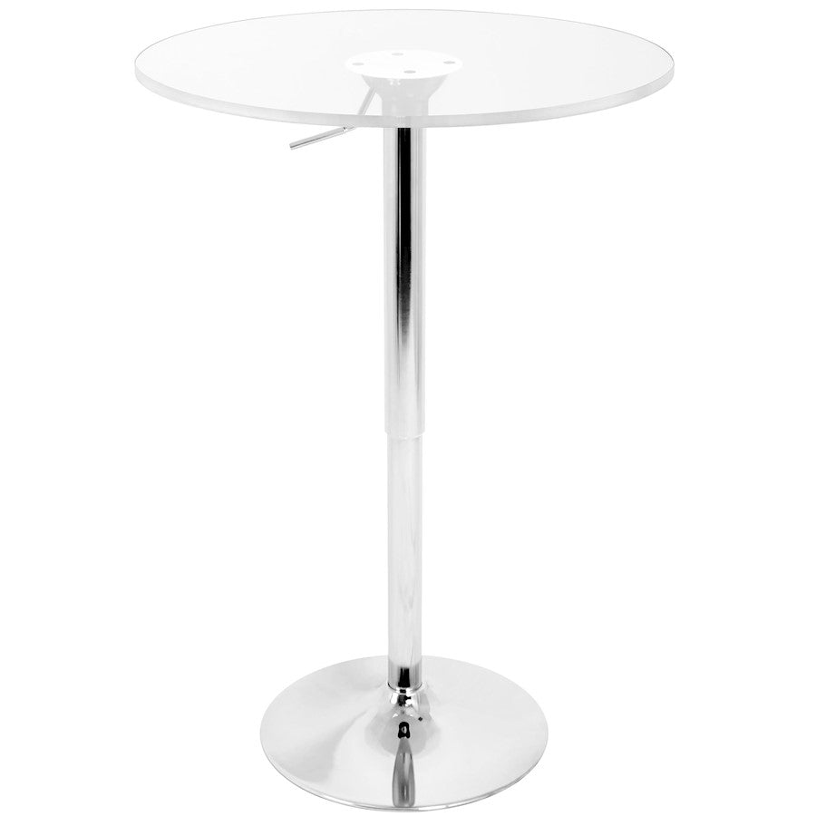 LumiSource Adjustable Bar Table 23.5in Round | Clear Acrylic Top & Chrome Base | Kitchen & Bar Height-Adjustable | Model BT-ADJ23TWCL