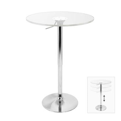 LumiSource Adjustable Bar Table 23.5in Round | Clear Acrylic Top & Chrome Base | Kitchen & Bar Height-Adjustable | Model BT-ADJ23TWCL