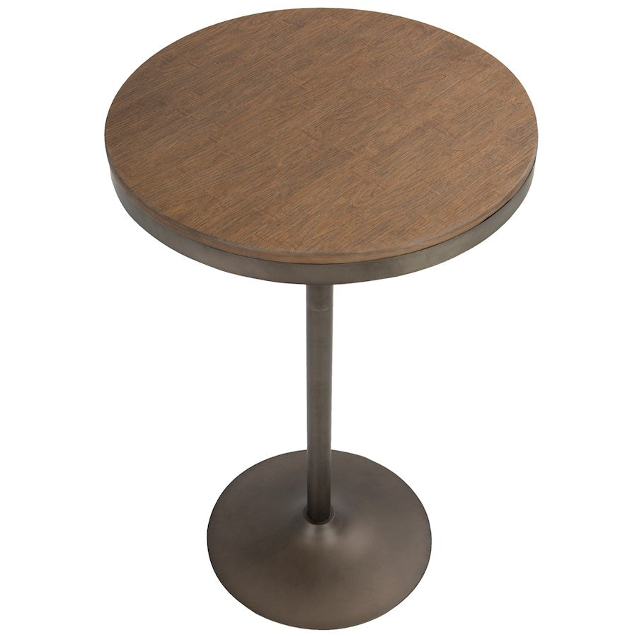 LumiSource Dakota Bar Table 27in Round | Brown Bamboo Top & Antique Metal Base | Kitchen & Bar Height-Adjustable | Model BT-DAKAN-BN