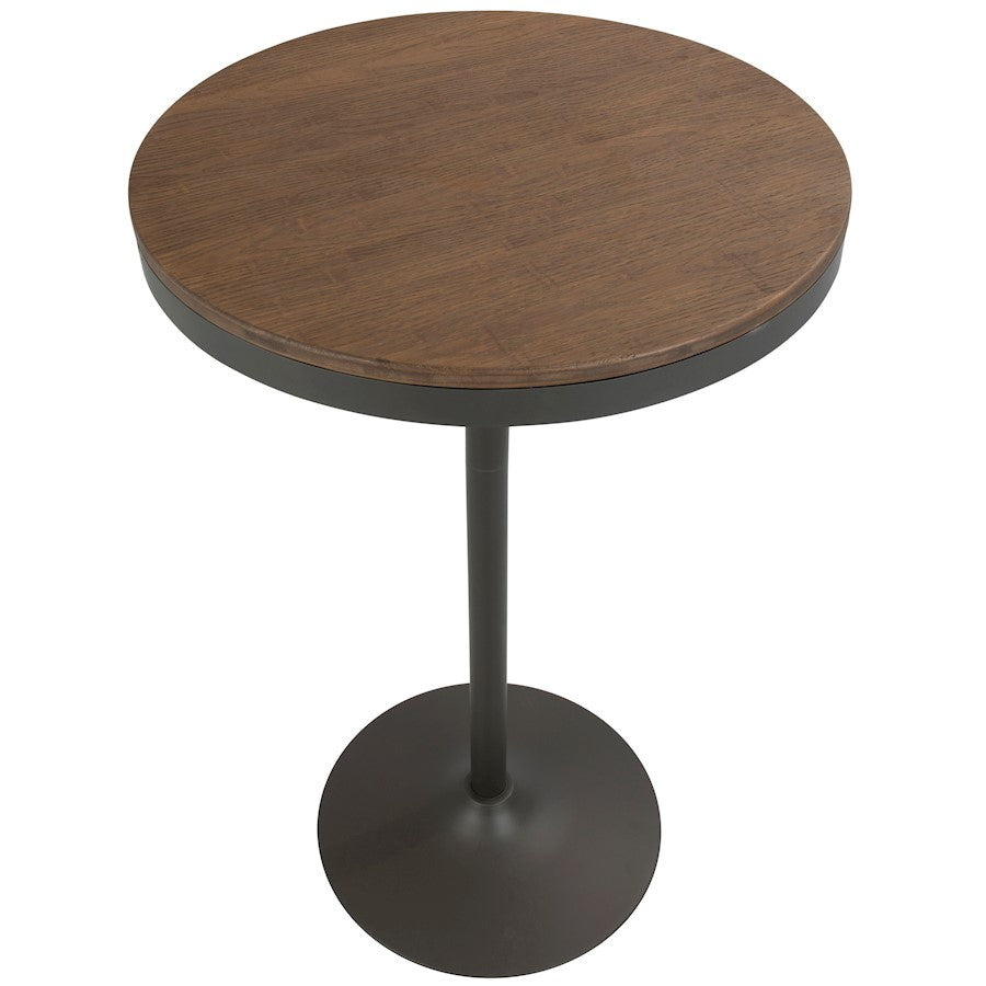 LumiSource Dakota Adjustable Bar & Dinette Table | Industrial Grey and Brown Wood Top | Kitchen Island & Dining Room | Model BT-DAKGY-BN