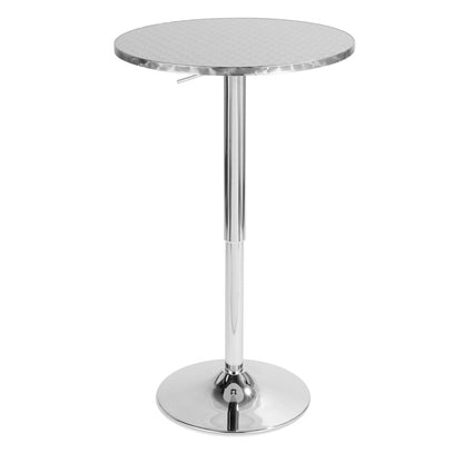 LumiSource Bistro 25.5in Adjustable Bar Table | Contemporary Brushed Aluminum and Chrome | Kitchen & Dining Room | Model BT-TLBISTRO23RN