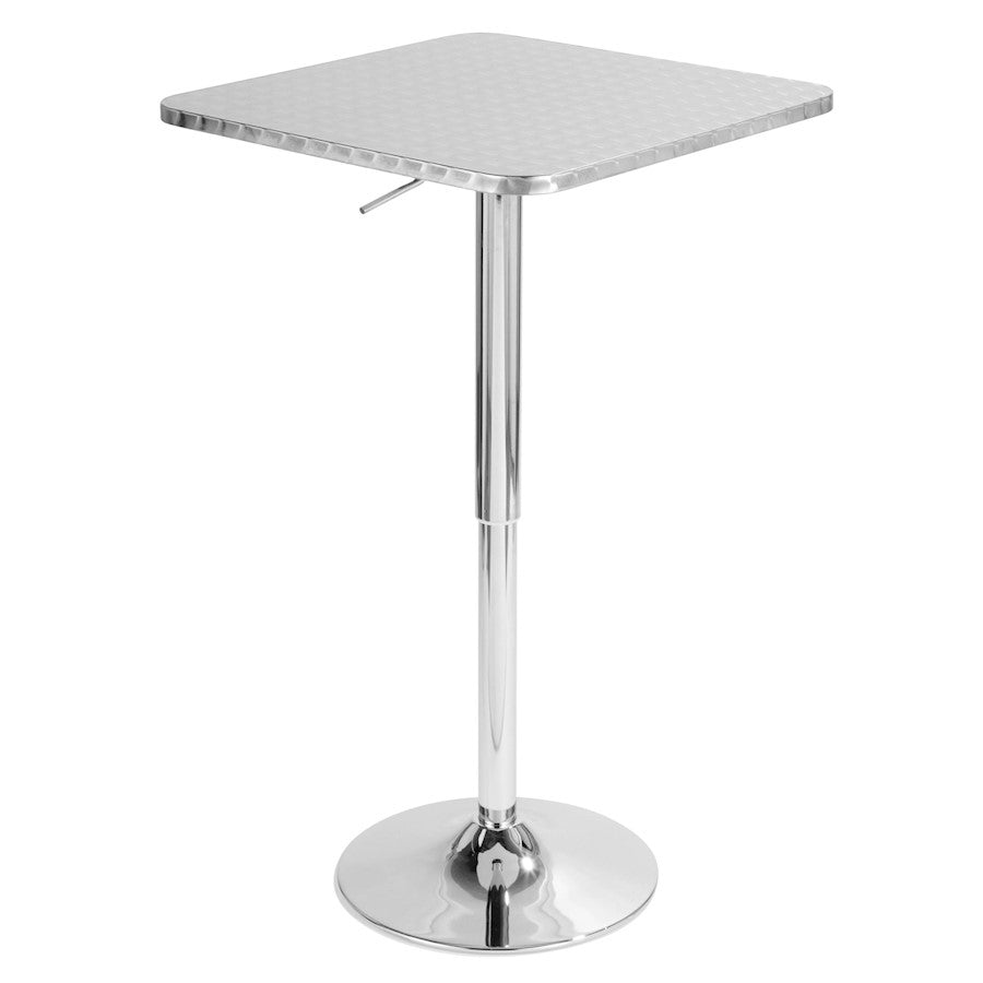 LumiSource Bistro 25.5in Adjustable Bar Table | Contemporary Brushed Aluminum and Chrome | Kitchen & Dining Room | Model BT-TLBISTRO23SQ
