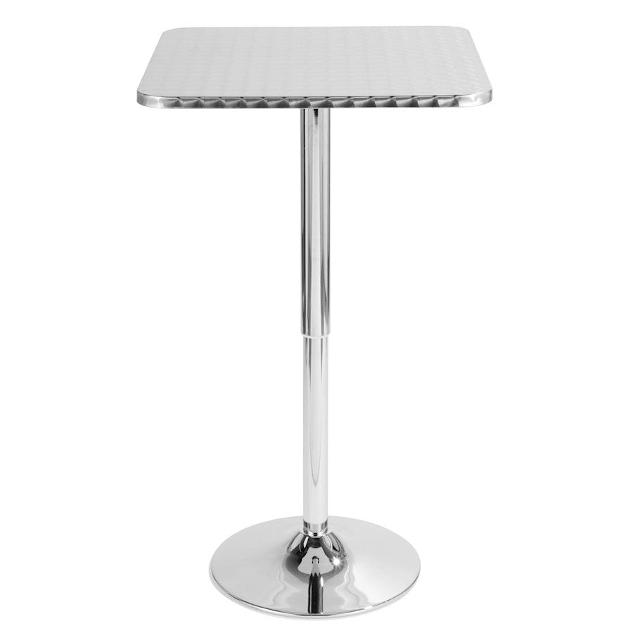 LumiSource Bistro 25.5in Adjustable Bar Table | Contemporary Brushed Aluminum and Chrome | Kitchen & Dining Room | Model BT-TLBISTRO23SQ