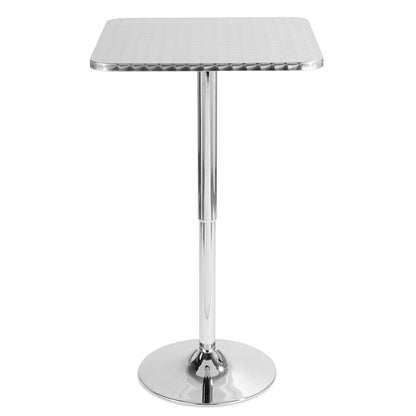 LumiSource Bistro 25.5in Adjustable Bar Table | Contemporary Brushed Aluminum and Chrome | Kitchen & Dining Room | Model BT-TLBISTRO23SQ