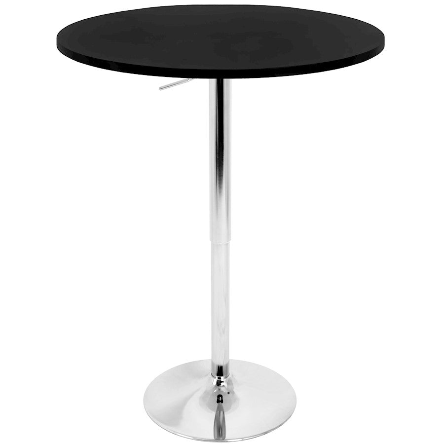 LumiSource Elia Adjustable Bar Table | Black MDF Top & Chrome Base | Kitchen & Bar | 28 x 28 x 41 in | Model BT-TLELIA27BK