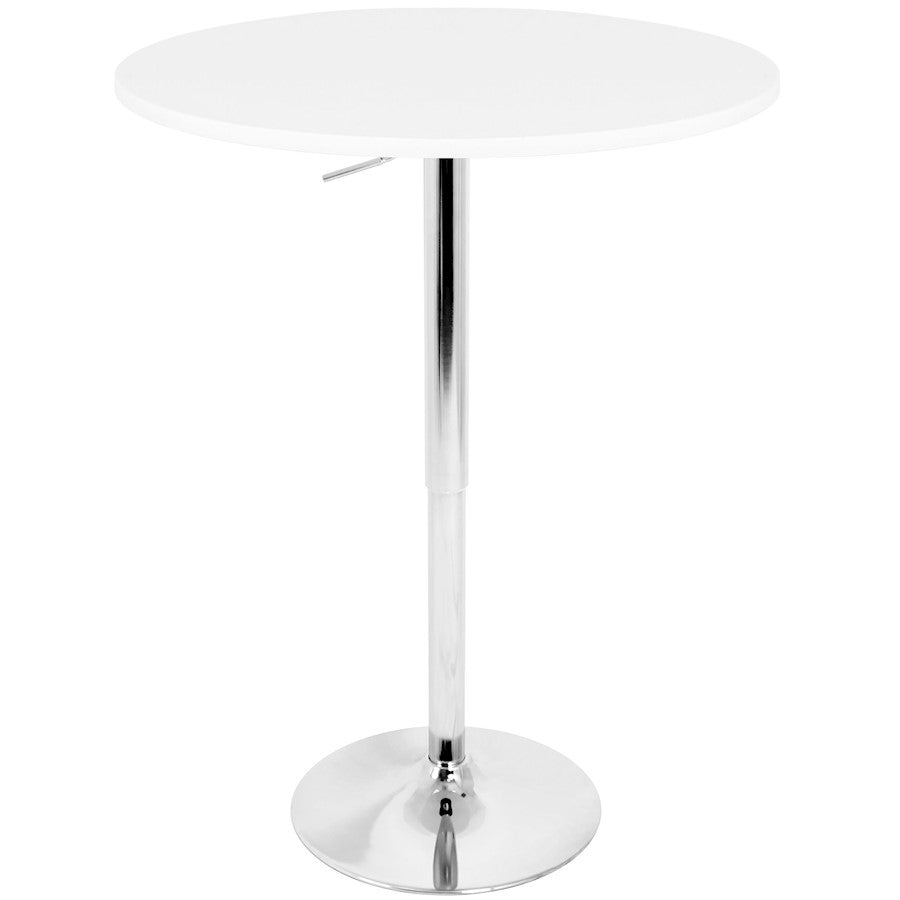 LumiSource Elia Adjustable Bar Table | White MDF Top & Chrome Base | Kitchen & Bar | 28 x 28 x 41 in | Model BT-TLELIA27W