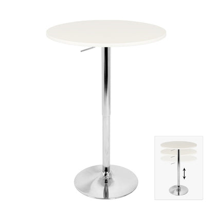 LumiSource Elia Adjustable Bar Table | White MDF Top & Chrome Base | Kitchen & Bar | 28 x 28 x 41 in | Model BT-TLELIA27W