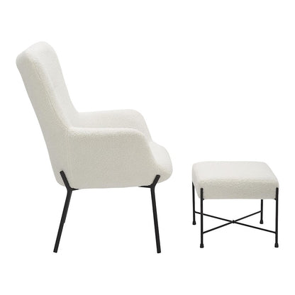 LumiSource Izzy Lounge Chair & Ottoman Set | Black Metal & White Sherpa | Living Room | 28 x 31 x 38 in | Model C2-IZZYSHERPABKW