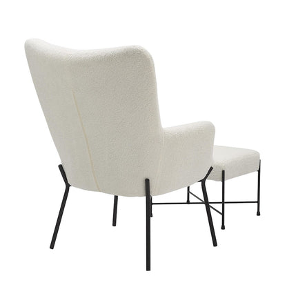 LumiSource Izzy Lounge Chair & Ottoman Set | Black Metal & White Sherpa | Living Room | 28 x 31 x 38 in | Model C2-IZZYSHERPABKW