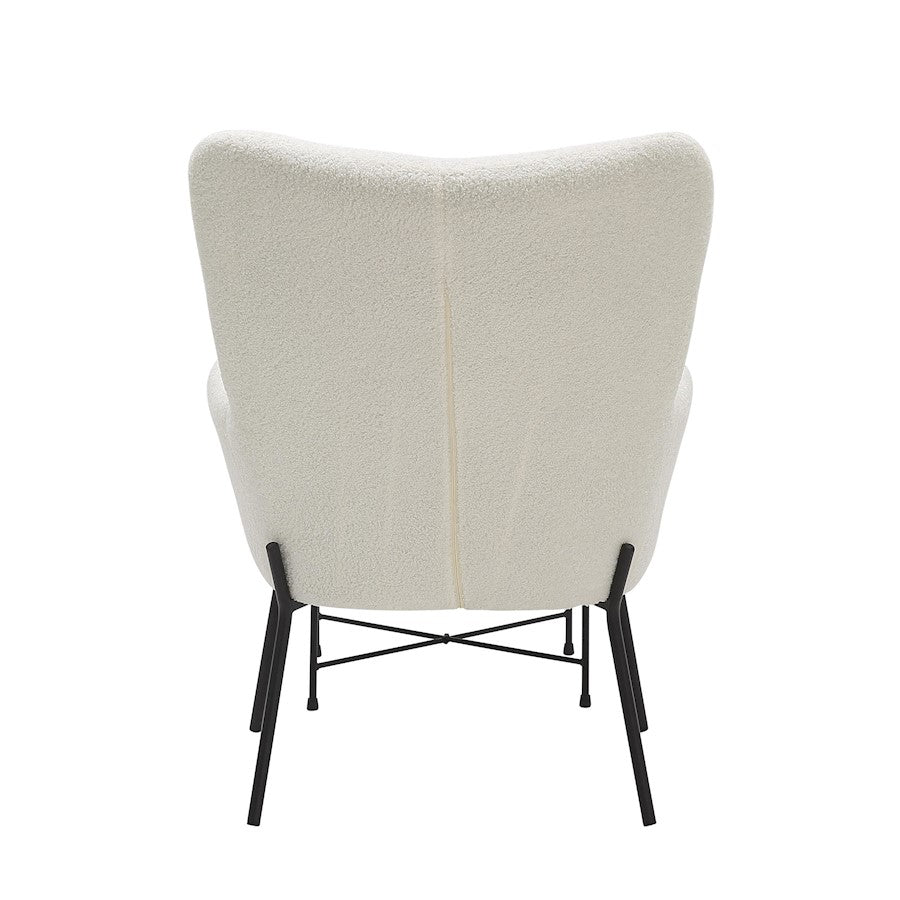 LumiSource Izzy Lounge Chair & Ottoman Set | Black Metal & White Sherpa | Living Room | 28 x 31 x 38 in | Model C2-IZZYSHERPABKW
