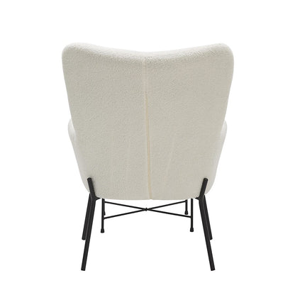 LumiSource Izzy Lounge Chair & Ottoman Set | Black Metal & White Sherpa | Living Room | 28 x 31 x 38 in | Model C2-IZZYSHERPABKW