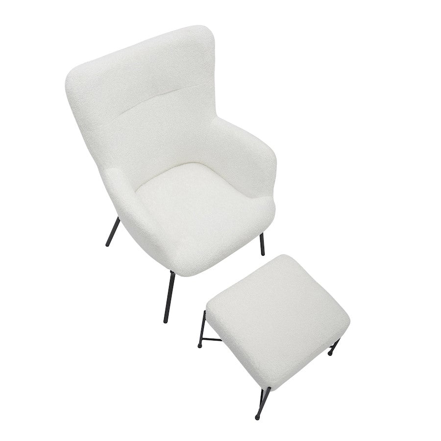 LumiSource Izzy Lounge Chair & Ottoman Set | Black Metal & White Sherpa | Living Room | 28 x 31 x 38 in | Model C2-IZZYSHERPABKW