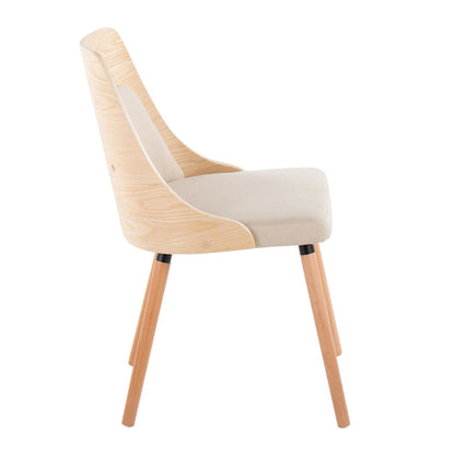 LumiSource Anabelle Dining Chair Set of 2 | Natural Wood & Cream Fabric | Mid-Century Modern Dining Room | Model CH-ANBEL1NACR2