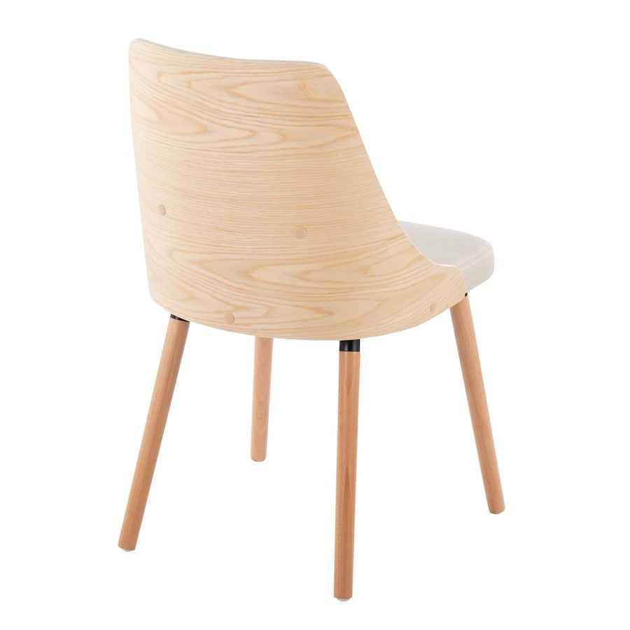 LumiSource Anabelle Dining Chair Set of 2 | Natural Wood & Cream Fabric | Mid-Century Modern Dining Room | Model CH-ANBEL1NACR2