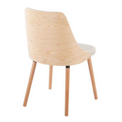 LumiSource Anabelle Dining Chair Set of 2 | Natural Wood & Cream Fabric | Mid-Century Modern Dining Room | Model CH-ANBEL1NACR2