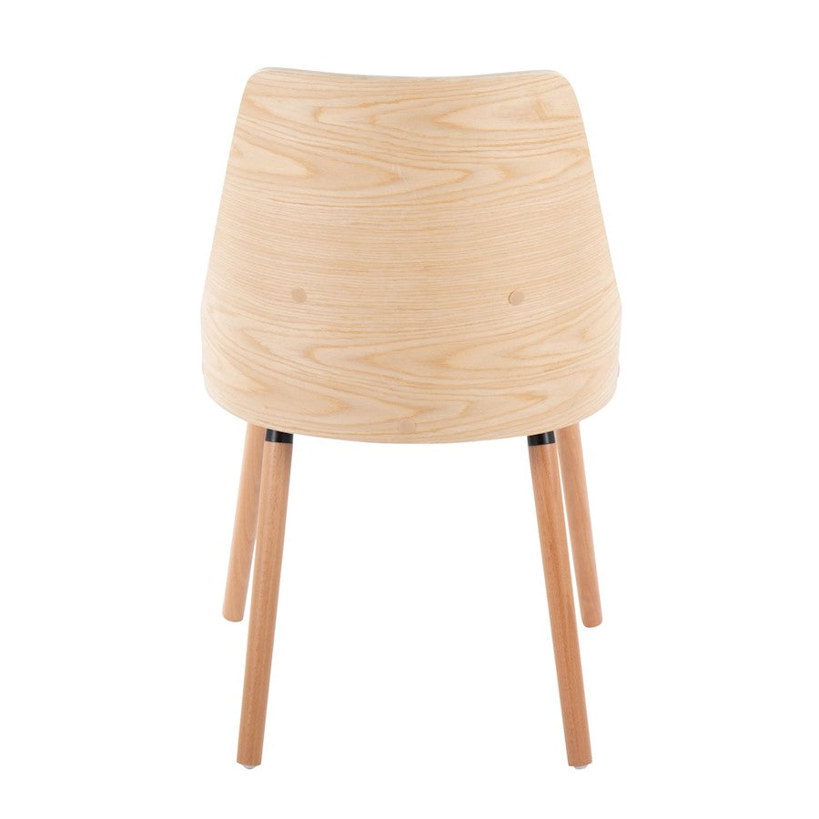 LumiSource Anabelle Dining Chair Set of 2 | Natural Wood & Cream Fabric | Mid-Century Modern Dining Room | Model CH-ANBEL1NACR2
