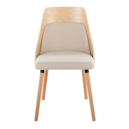 LumiSource Anabelle Dining Chair Set of 2 | Natural Wood & Cream Fabric | Mid-Century Modern Dining Room | Model CH-ANBEL1NACR2