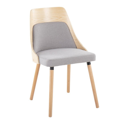 LumiSource Anabelle Dining Chair Set of 2 | Natural Wood & Grey Fabric | Mid-Century Modern Dining Room | Model CH-ANBEL1NAGY2