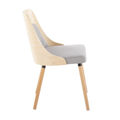 LumiSource Anabelle Dining Chair Set of 2 | Natural Wood & Grey Fabric | Mid-Century Modern Dining Room | Model CH-ANBEL1NAGY2