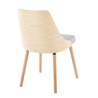 LumiSource Anabelle Dining Chair Set of 2 | Natural Wood & Grey Fabric | Mid-Century Modern Dining Room | Model CH-ANBEL1NAGY2